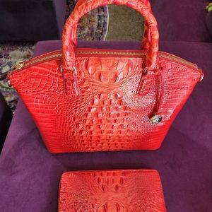 Brahmin - NEW - Heat (Red) Melbourne Set:  Large Duxbury Satchel + Skyler Wallet